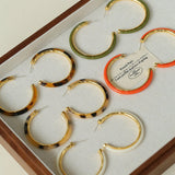 Vintage Tortoise Shell Resin Large Hoop Earrings gembea jewelry