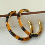 Vintage Tortoise Shell Resin Large Hoop Earrings gembea jewelry