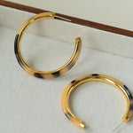 Vintage Tortoise Shell Resin Large Hoop Earrings gembea jewelry