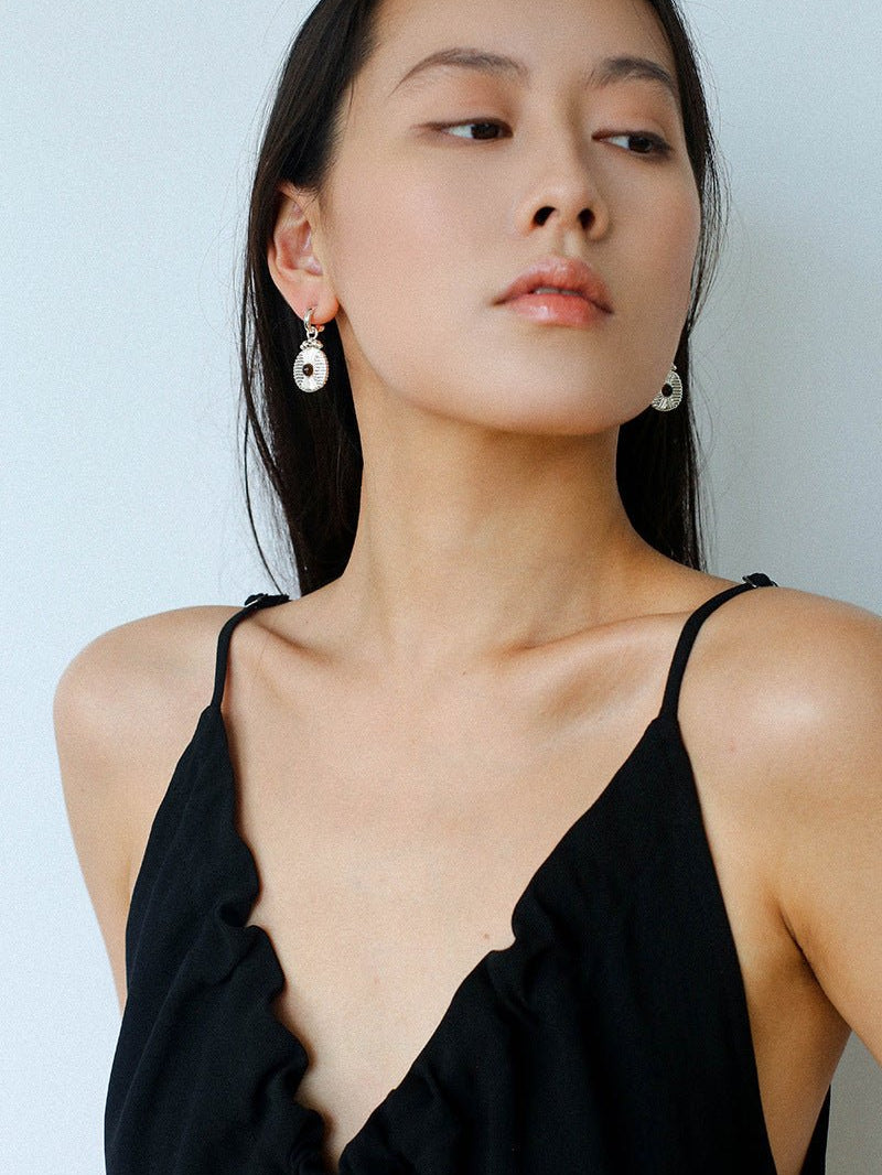 Vintage Tribal Coin Gemstone Drop Earrings gembea jewelry