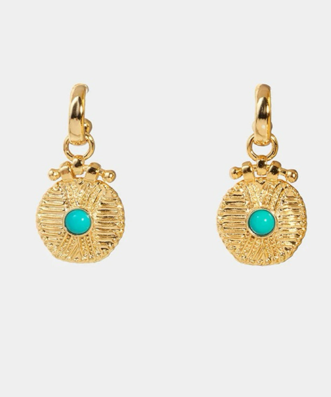 Vintage Tribal Coin Gemstone Drop Earrings gembea jewelry