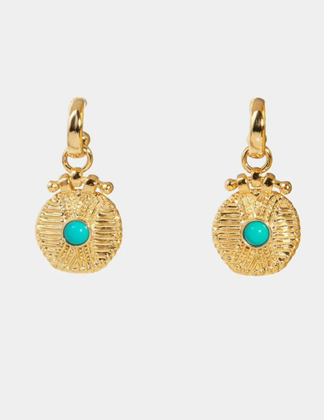 Vintage Tribal Coin Gemstone Drop Earrings gembea jewelry