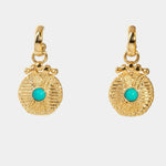 Vintage Tribal Coin Gemstone Drop Earrings gembea jewelry