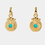 Vintage Tribal Coin Gemstone Drop Earrings gembea jewelry