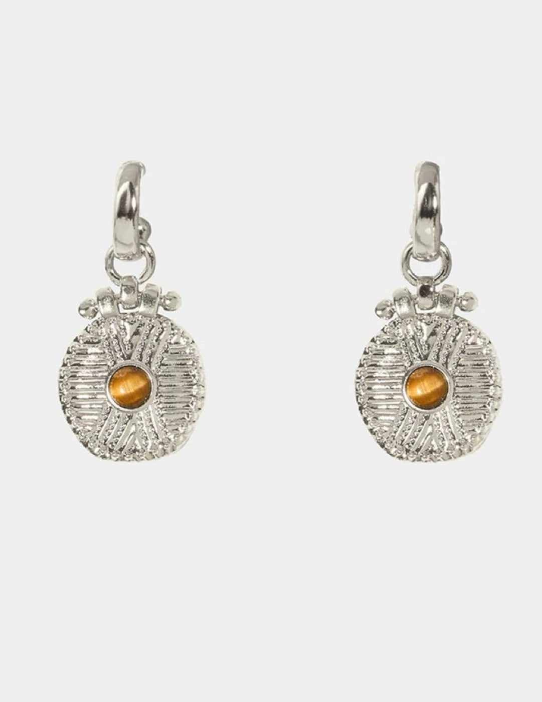 Vintage Tribal Coin Gemstone Drop Earrings gembea jewelry