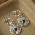Vintage Tribal Coin Gemstone Drop Earrings gembea jewelry