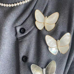 Vintage White Mother of Pearl Butterfly Brooch gembea jewelry