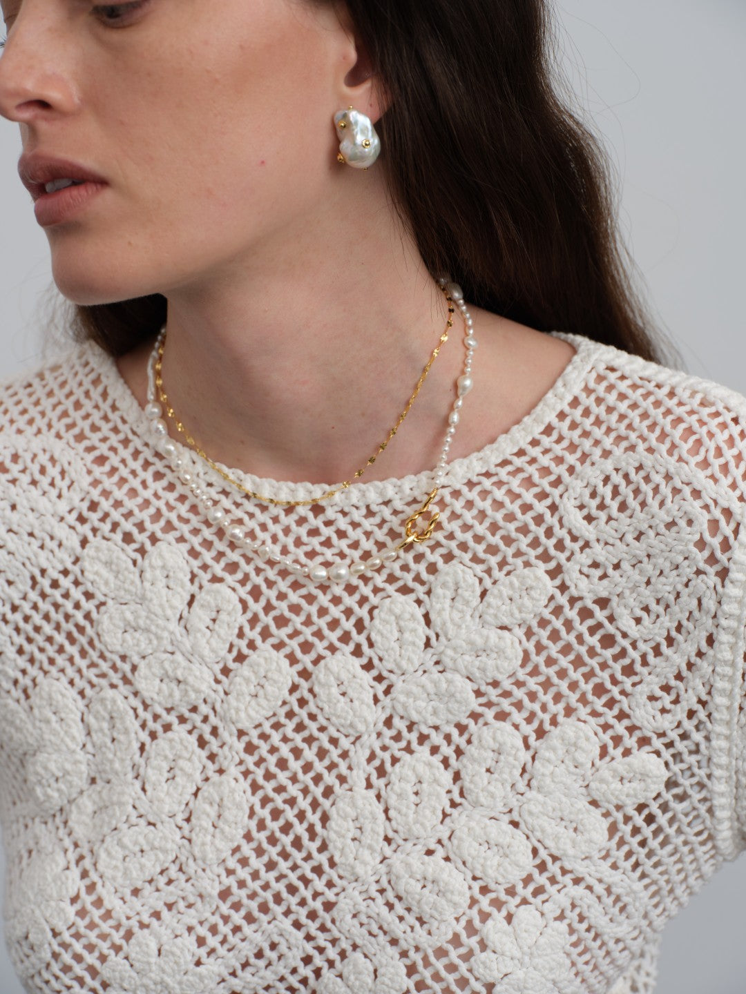 Viva Natural Baroque Pearl Stud Earrings gembea jewelry