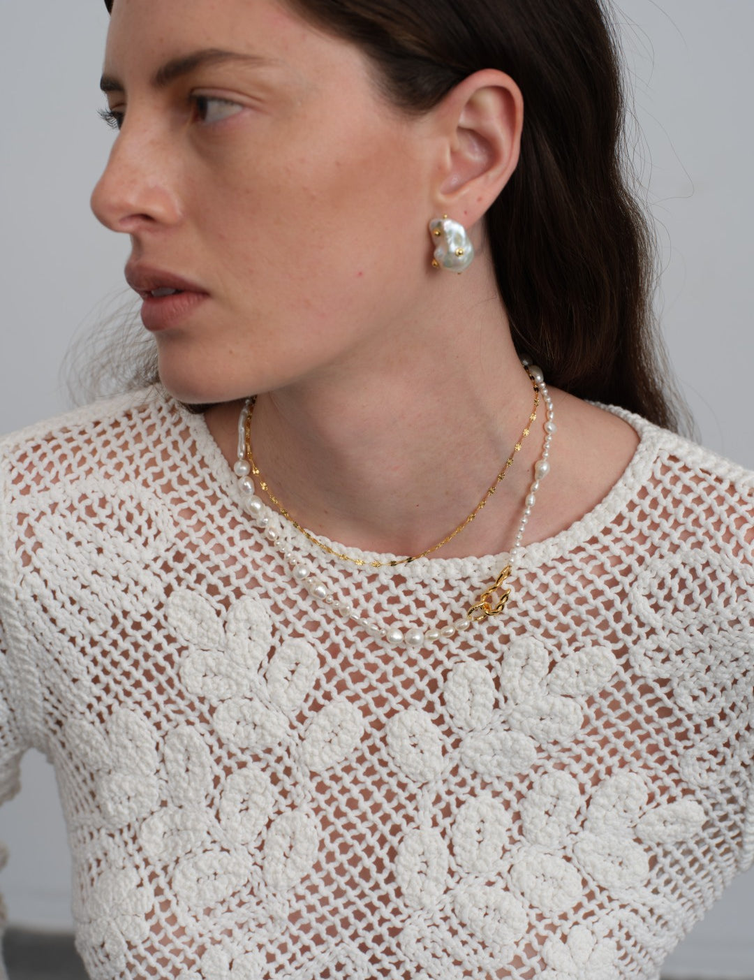 Viva Natural Baroque Pearl Stud Earrings gembea jewelry