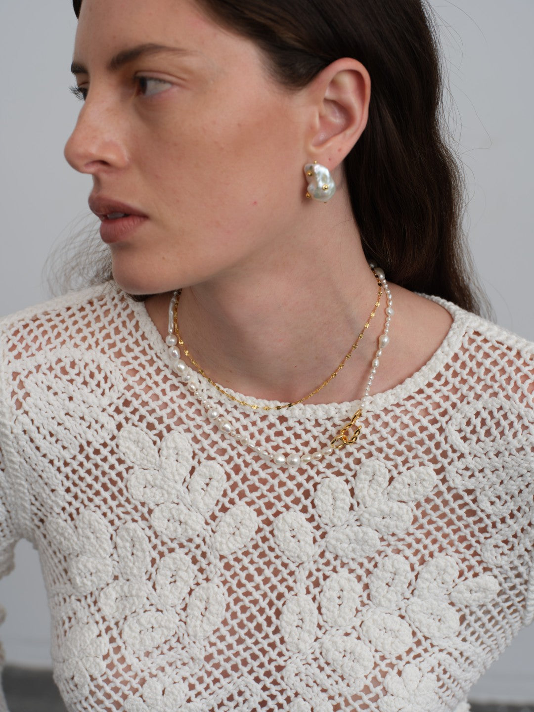 Viva Natural Baroque Pearl Stud Earrings gembea jewelry