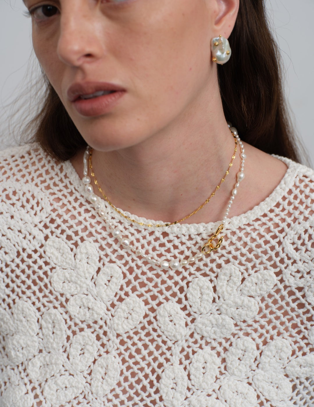 Viva Natural Baroque Pearl Stud Earrings gembea jewelry