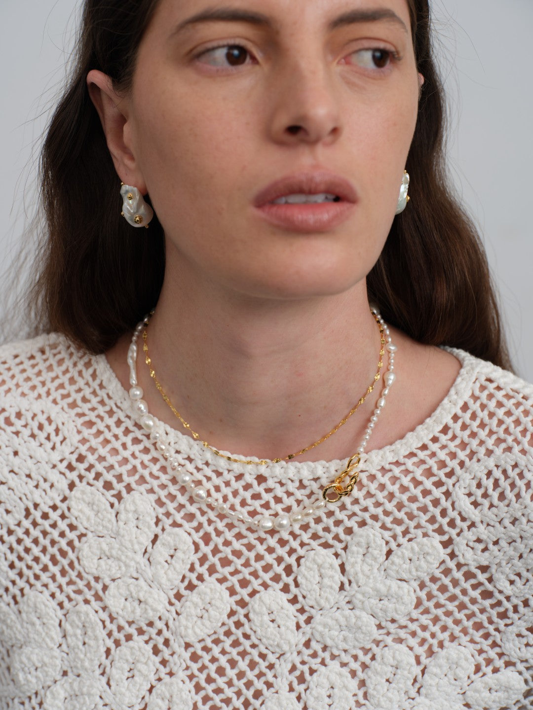 Viva Natural Baroque Pearl Stud Earrings gembea jewelry