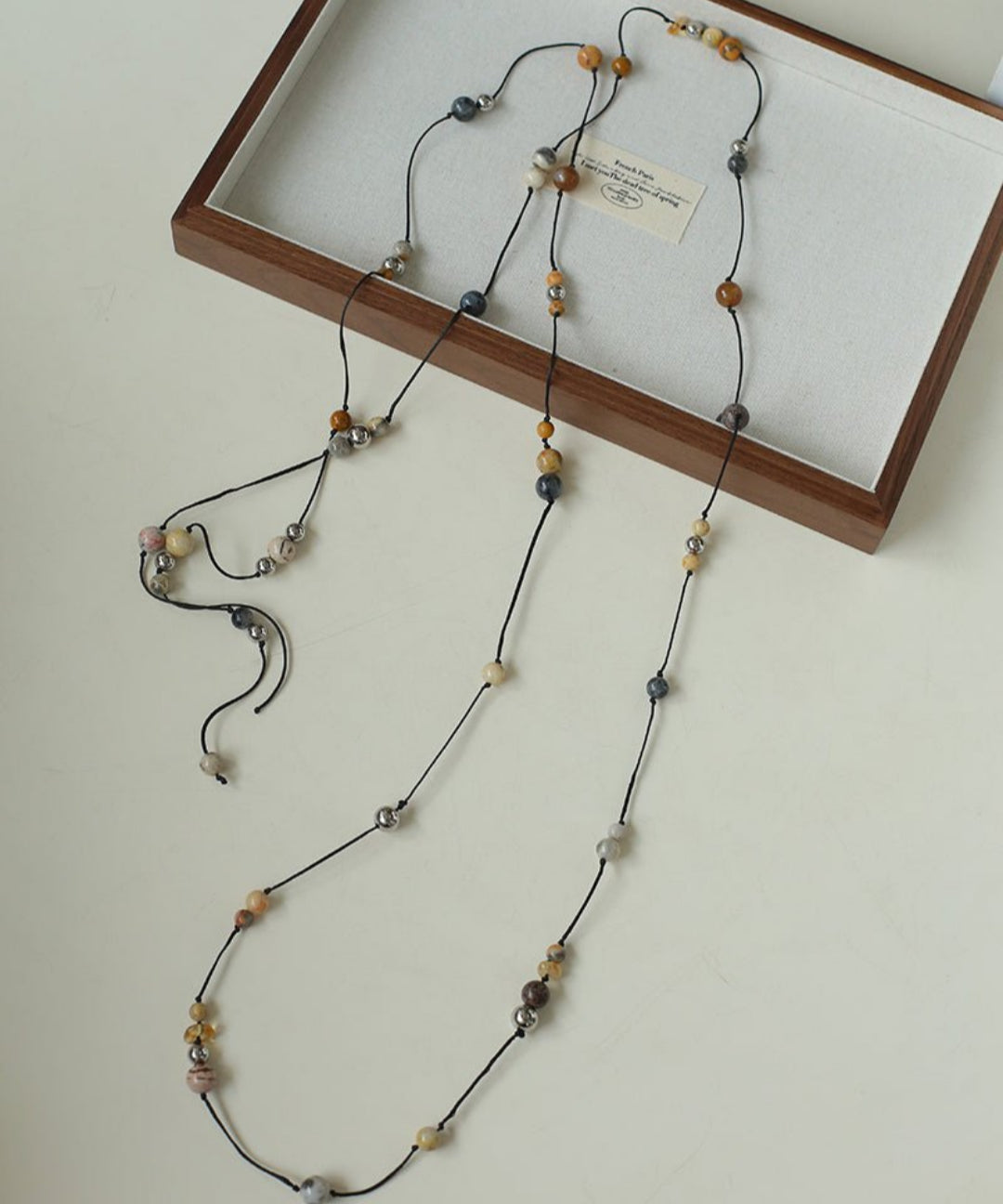 Wandering Stone Long Gemstone Rope Necklace gembea jewelry