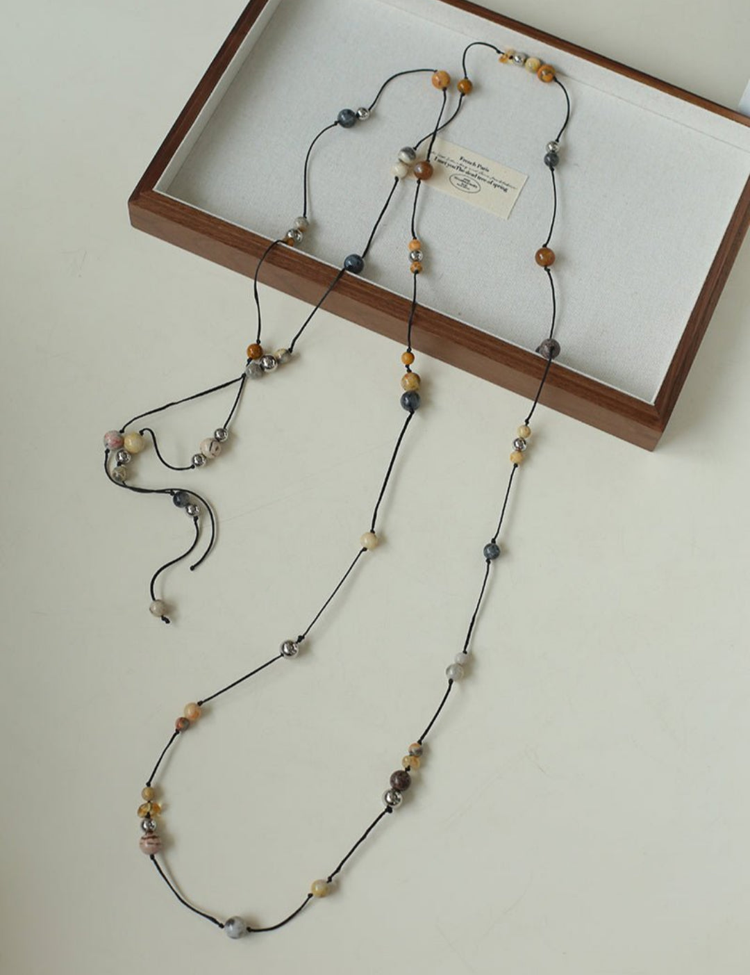 Wandering Stone Long Gemstone Rope Necklace gembea jewelry