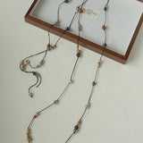Wandering Stone Long Gemstone Rope Necklace gembea jewelry