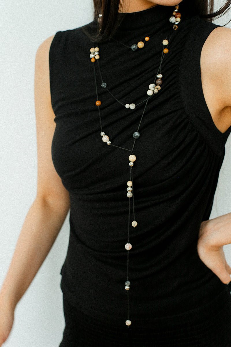 Wandering Stone Long Gemstone Rope Necklace gembea jewelry