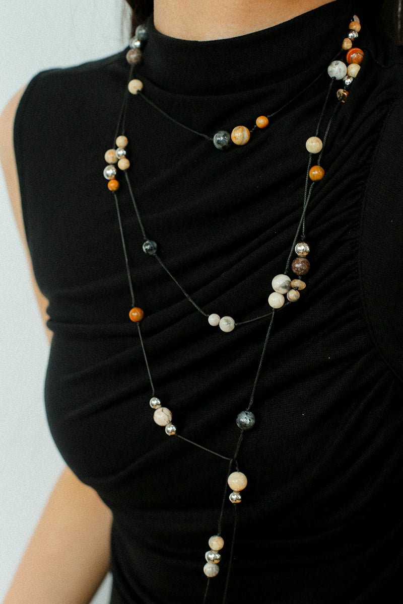 Wandering Stone Long Gemstone Rope Necklace gembea jewelry