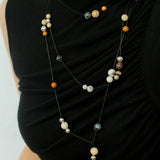 Wandering Stone Long Gemstone Rope Necklace gembea jewelry