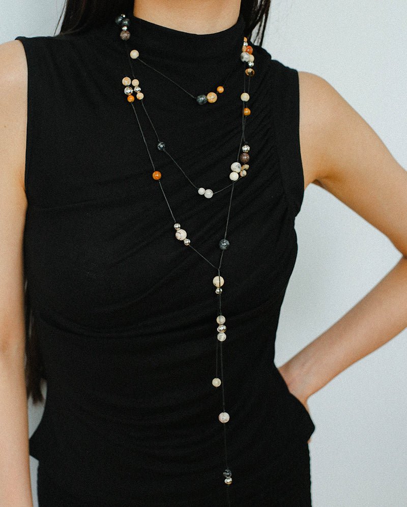 Wandering Stone Long Gemstone Rope Necklace gembea jewelry