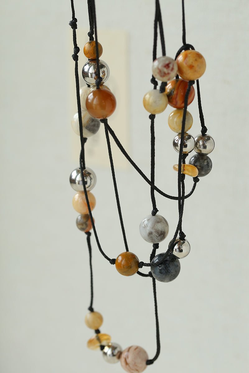 Wandering Stone Long Gemstone Rope Necklace gembea jewelry