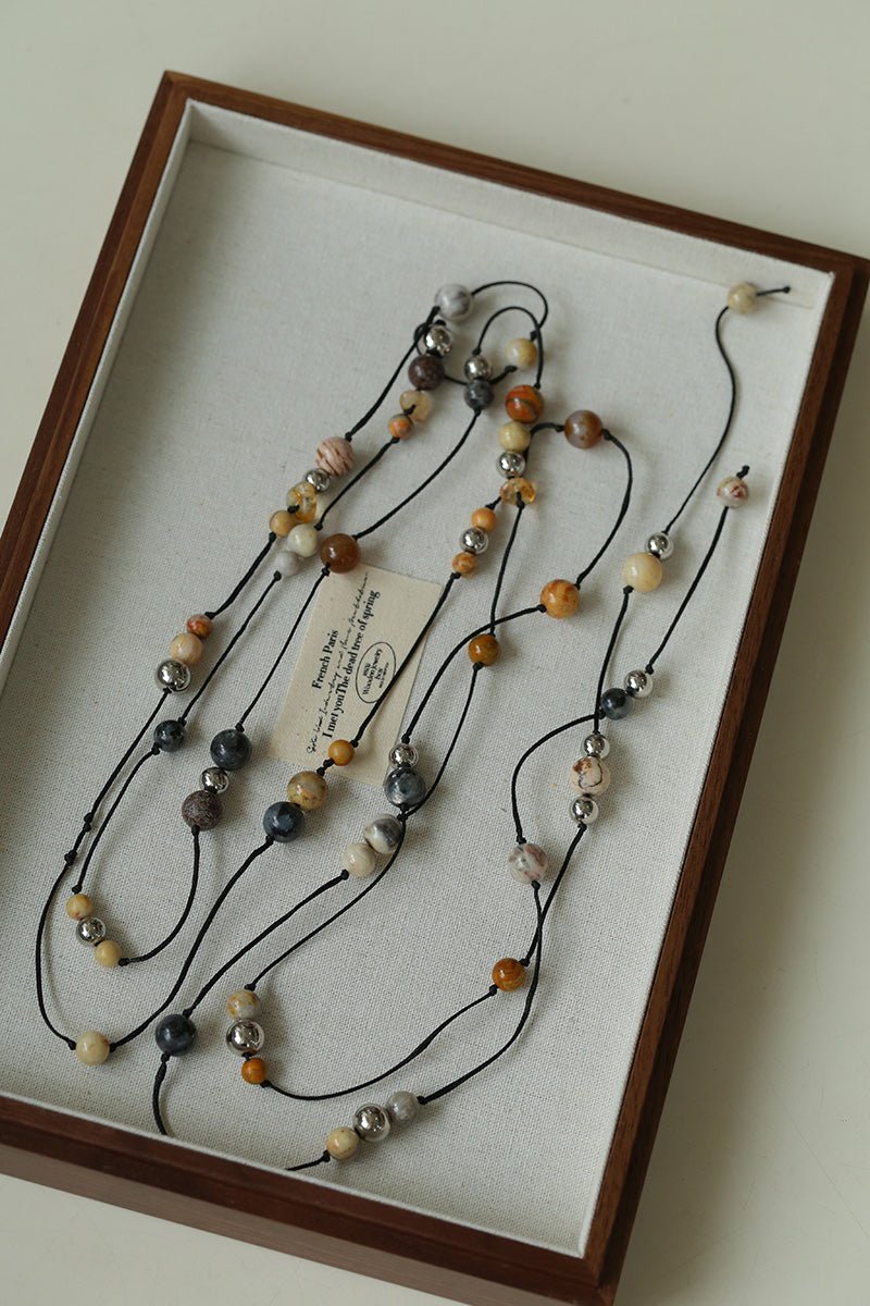 Wandering Stone Long Gemstone Rope Necklace gembea jewelry