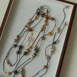 Wandering Stone Long Gemstone Rope Necklace gembea jewelry