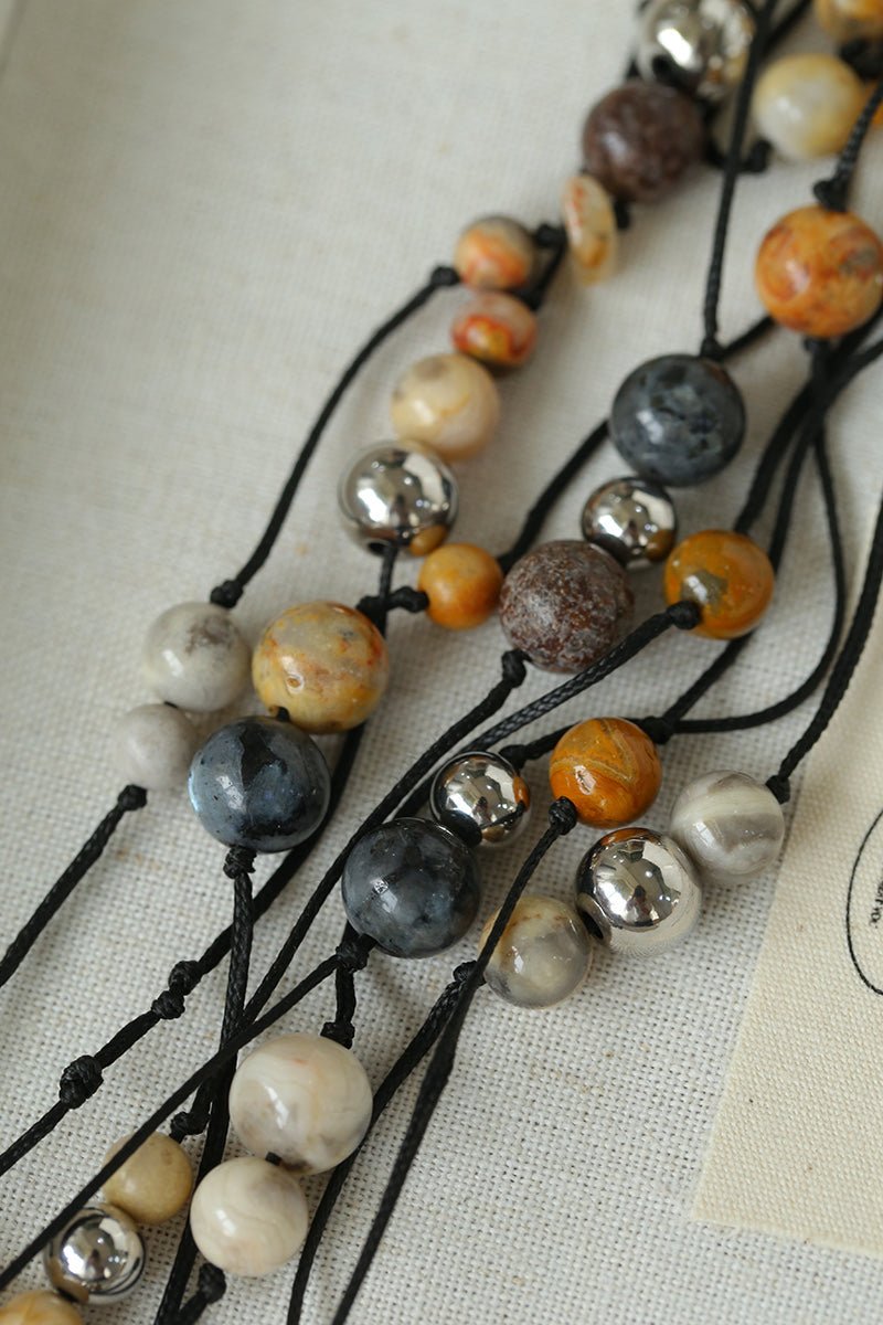 Wandering Stone Long Gemstone Rope Necklace gembea jewelry