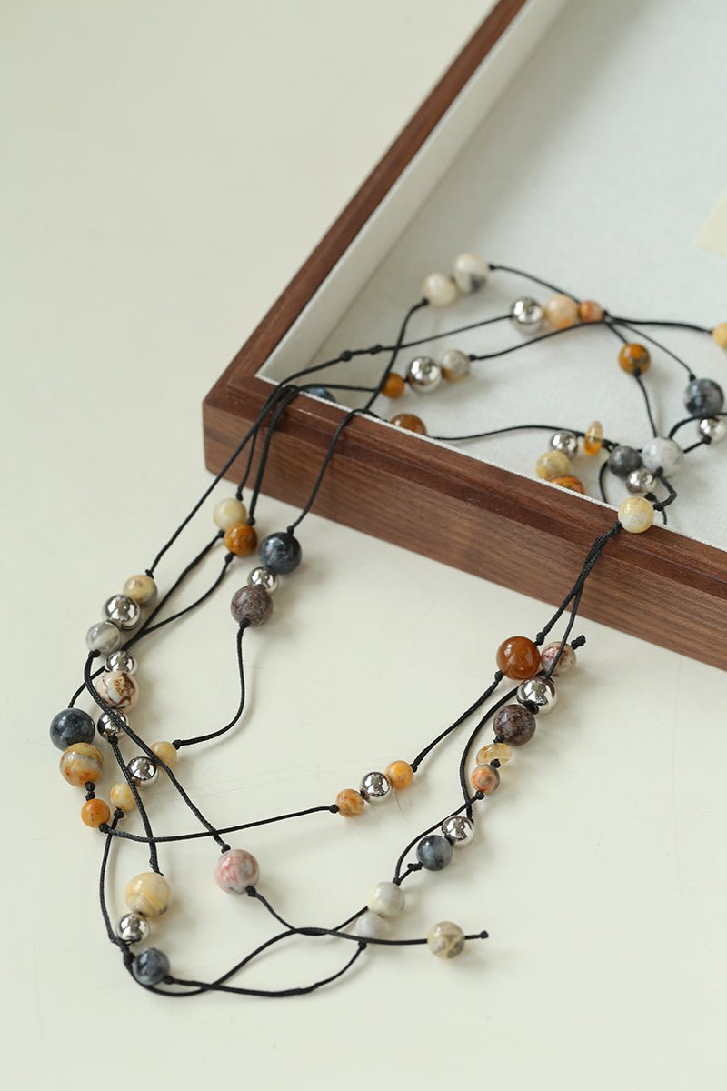 Wandering Stone Long Gemstone Rope Necklace gembea jewelry