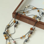 Wandering Stone Long Gemstone Rope Necklace gembea jewelry