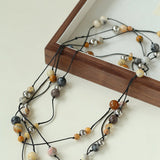 Wandering Stone Long Gemstone Rope Necklace gembea jewelry