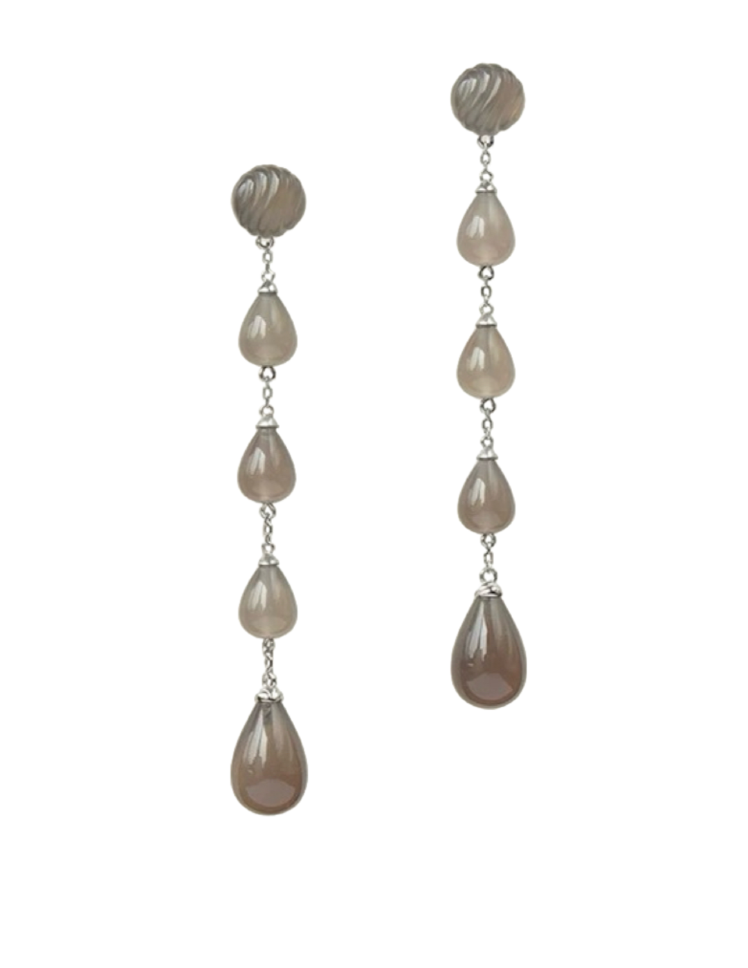 Water-drop Grey Agate Drop Earrings gembea jewelry0
