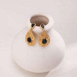 Water Drop Pendant Black Zircon Earrings - Gembea Jewelry