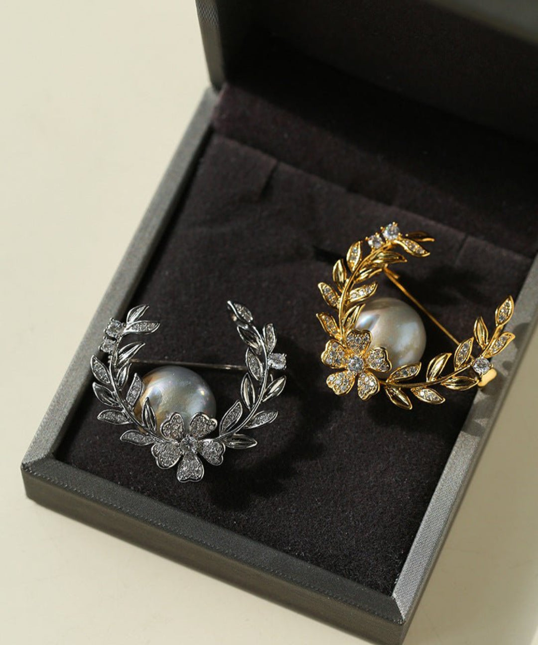 Wheat Spike Gray Mabe Pearl Brooch gembea jewelry