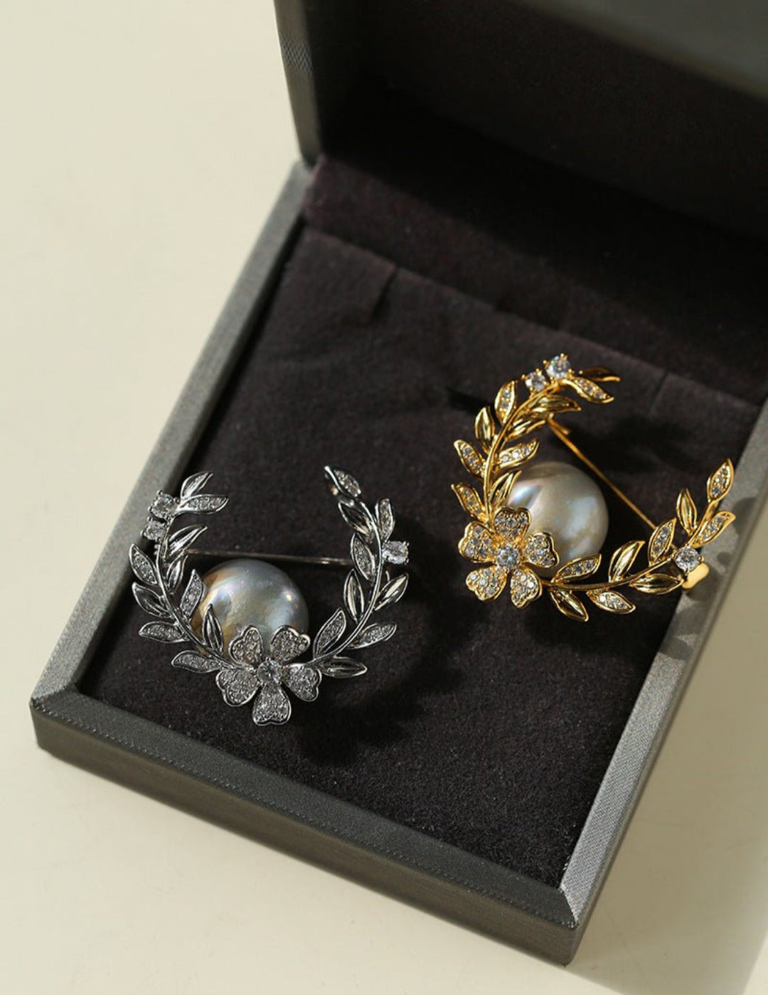 Wheat Spike Gray Mabe Pearl Brooch gembea jewelry