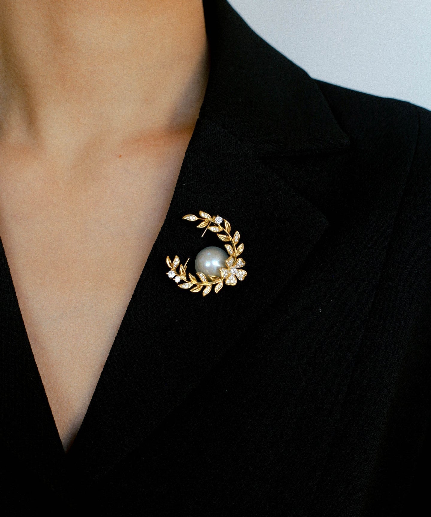 Wheat Spike Gray Mabe Pearl Brooch gembea jewelry