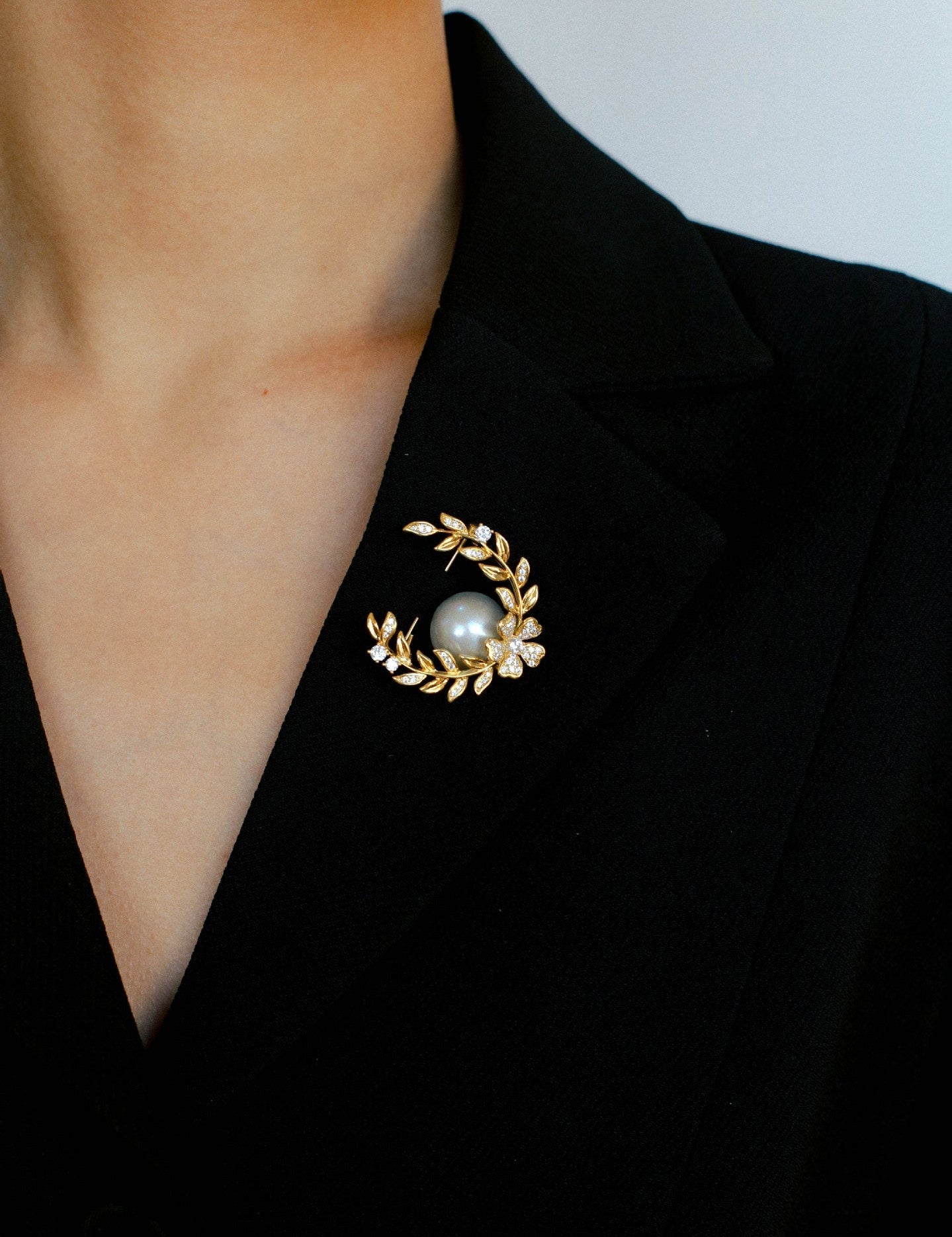 Wheat Spike Gray Mabe Pearl Brooch gembea jewelry