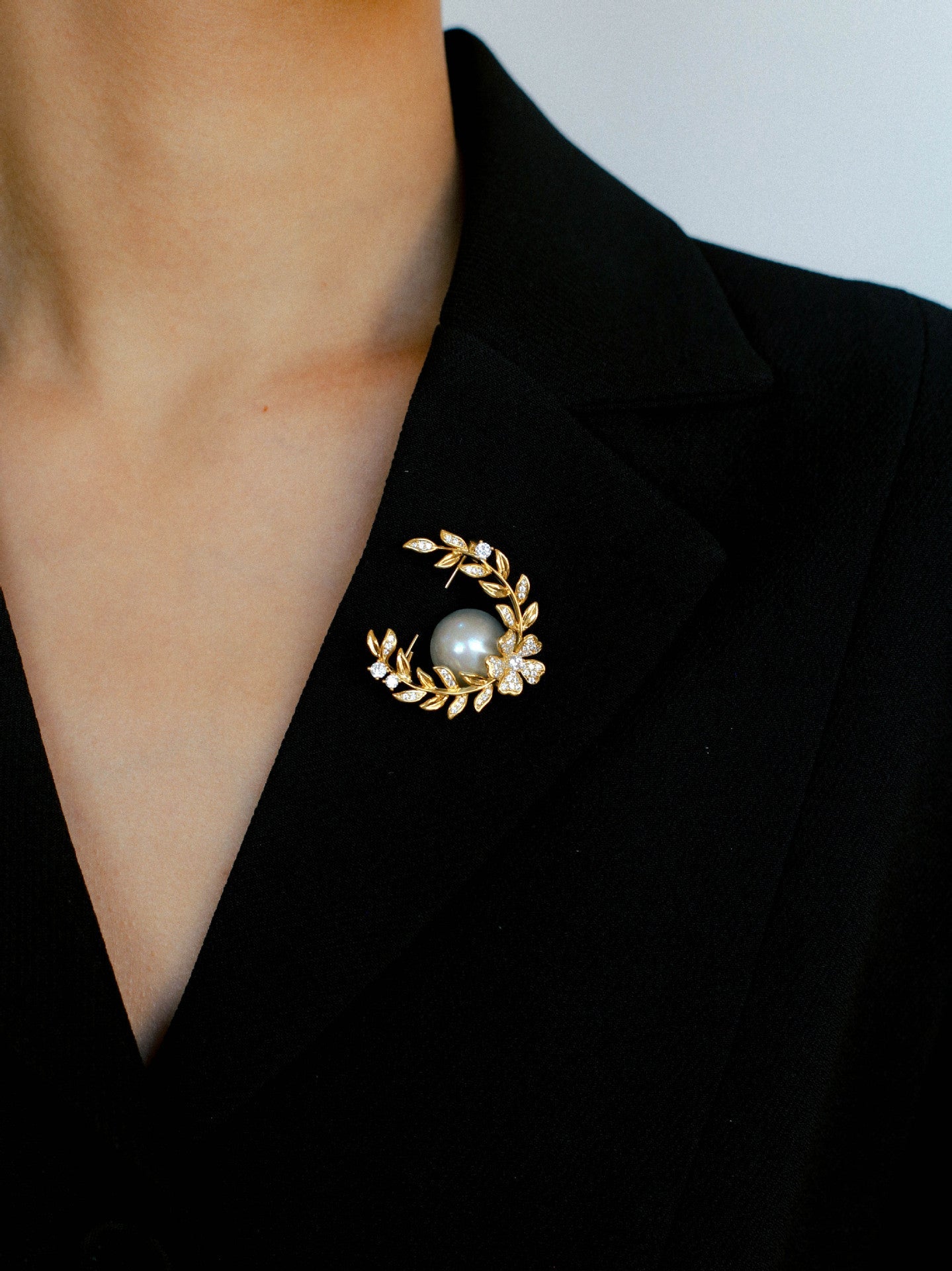 Wheat Spike Gray Mabe Pearl Brooch gembea jewelry