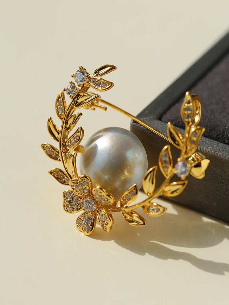 Wheat Spike Gray Mabe Pearl Brooch gembea jewelry