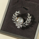 Wheat Spike Gray Mabe Pearl Brooch gembea jewelry