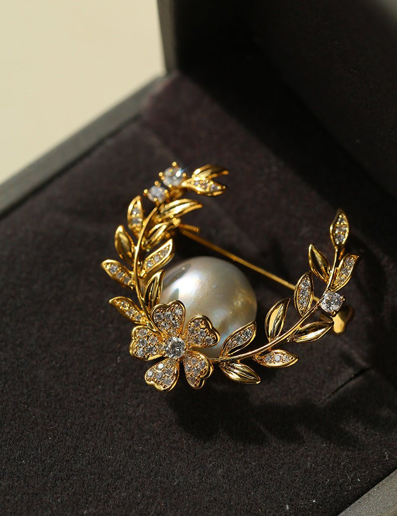 Wheat Spike Gray Mabe Pearl Brooch gembea jewelry