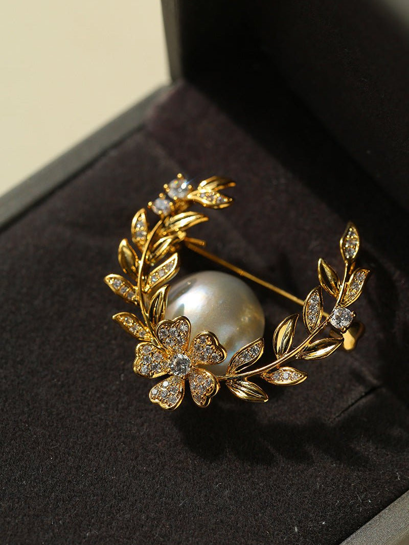 Wheat Spike Gray Mabe Pearl Brooch gembea jewelry