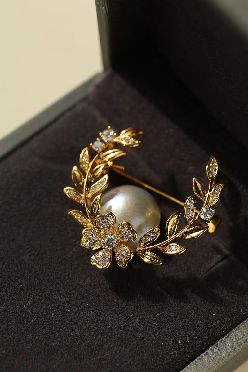 Wheat Spike Gray Mabe Pearl Brooch gembea jewelry
