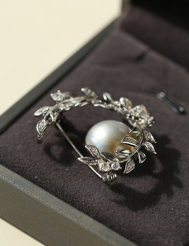 Wheat Spike Gray Mabe Pearl Brooch gembea jewelry