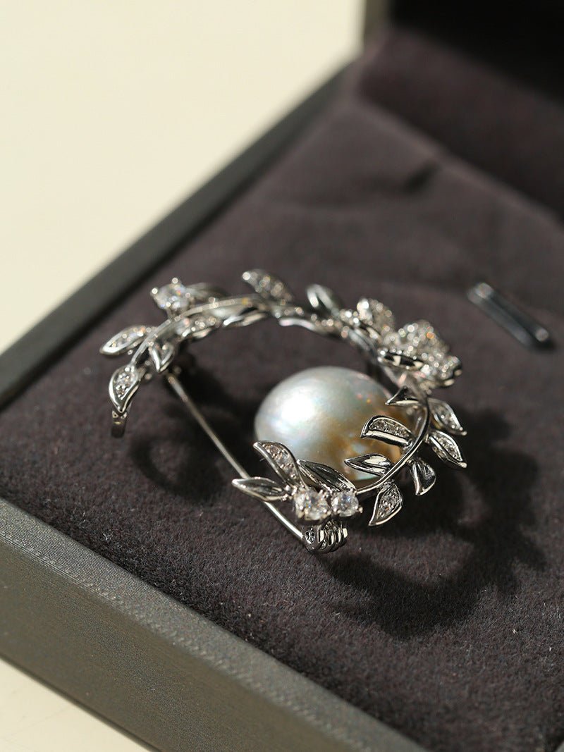 Wheat Spike Gray Mabe Pearl Brooch gembea jewelry