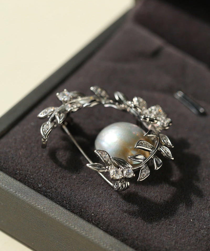 Wheat Spike Gray Mabe Pearl Brooch gembea jewelry