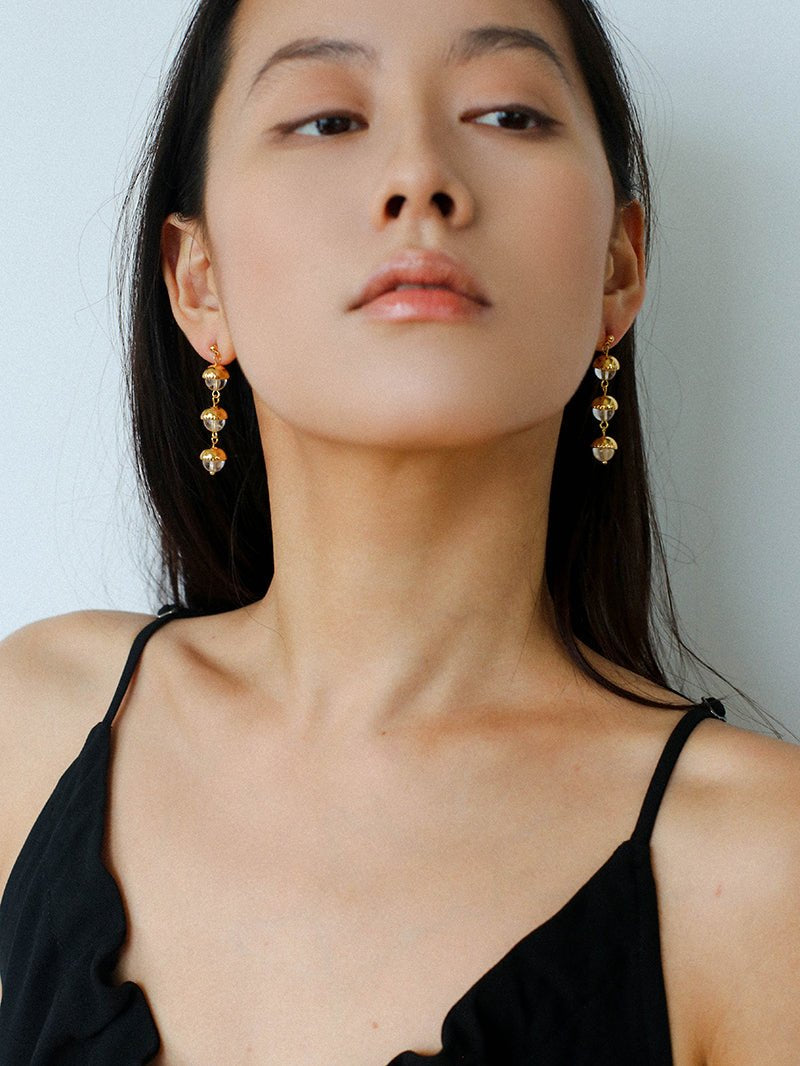 White Crystal Aquamarine Stone Drop Earrings gembea jewelry