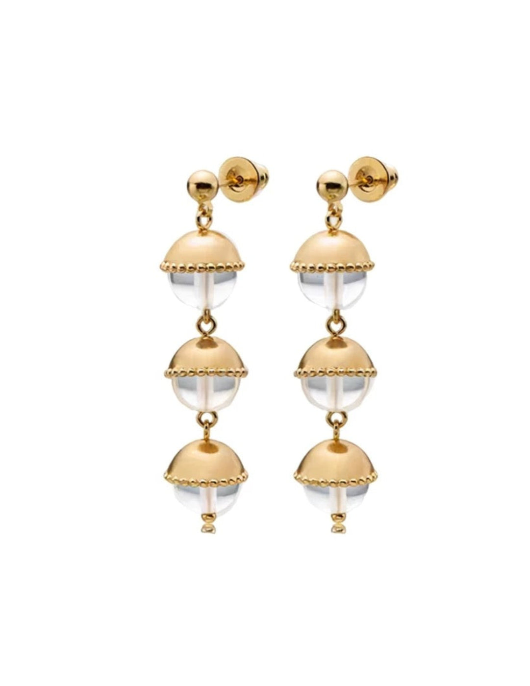 White Crystal Aquamarine Stone Drop Earrings gembea jewelry