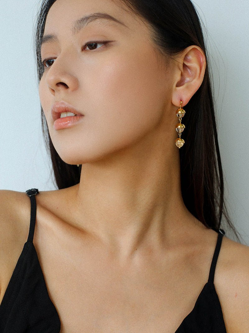 White Crystal Aquamarine Stone Drop Earrings gembea jewelry