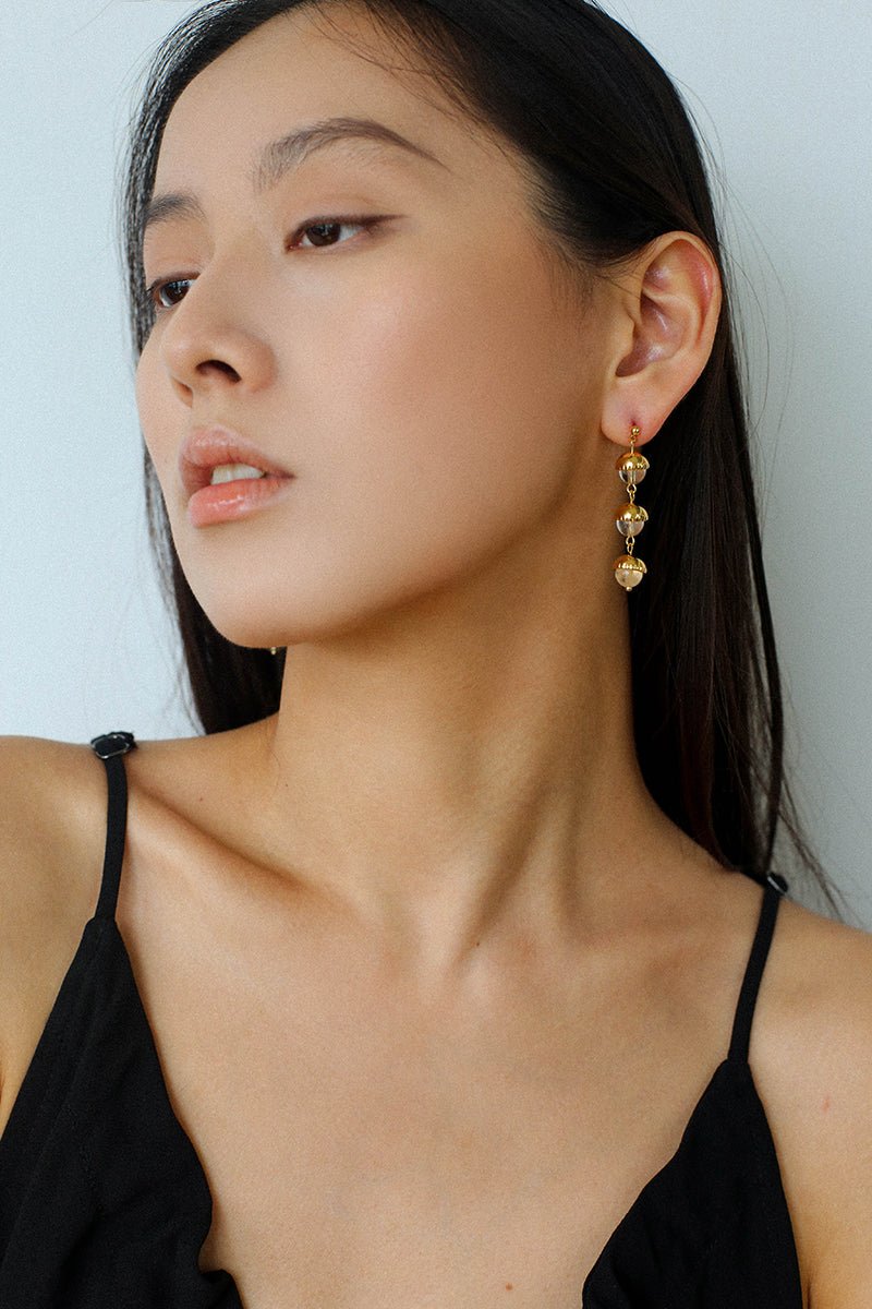 White Crystal Aquamarine Stone Drop Earrings gembea jewelry