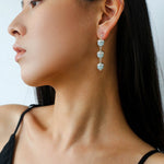 White Crystal Aquamarine Stone Drop Earrings gembea jewelry
